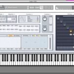 Plugin FM8 da Native Instruments mostrando painel de edição de timbres com controles de modulação, filtros e envelopes para produção de música eletrônica.